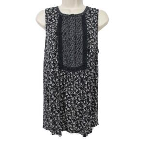 Ann Taylor LOFT Top Women Medium Sleeveless Boho Cottagecore Crochet Lace Floral